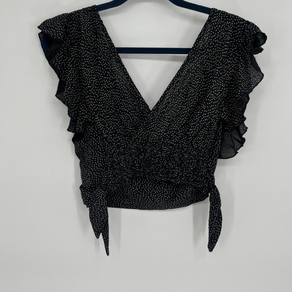 Free People Black and White Polka Dot Blouse